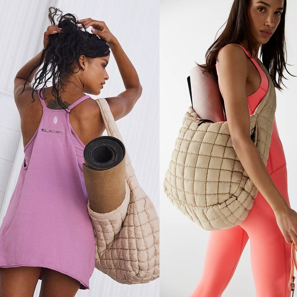 FP Movement Quilted Carryall Tote Off White Cream Shoulder Hobo Bag Free People - Picture 6 of 16